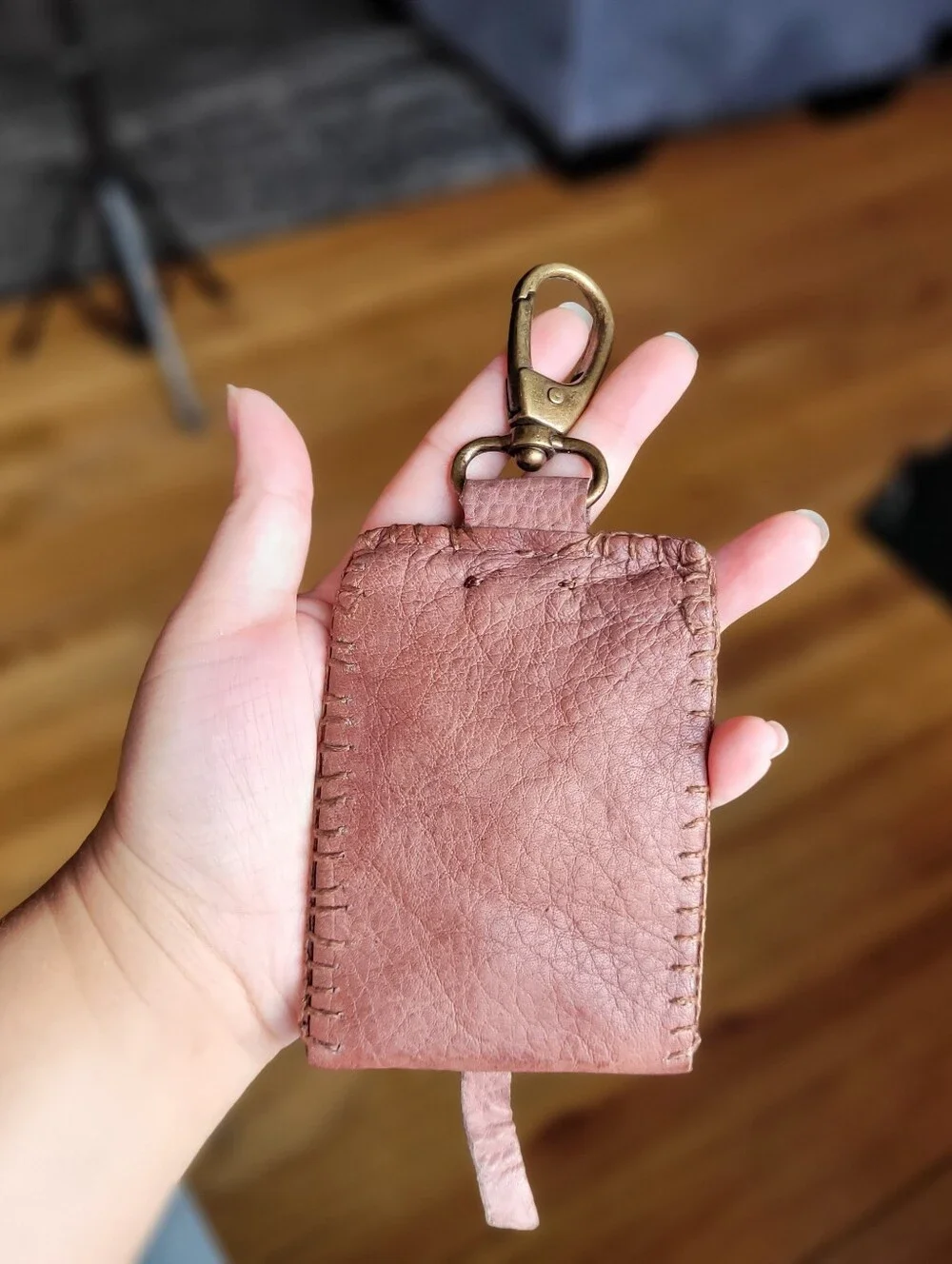 Free People Brown Concho Keychain Leather Mini Wallet Key And Card Holder